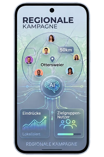 Regionale Kampagne — KI-gesteuerte Aussteuerung im 50-km-Radius um Ottersweier